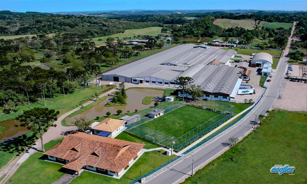 Vista aérea da fábrica Ecoflex. A marca foi fundada há 37 anos