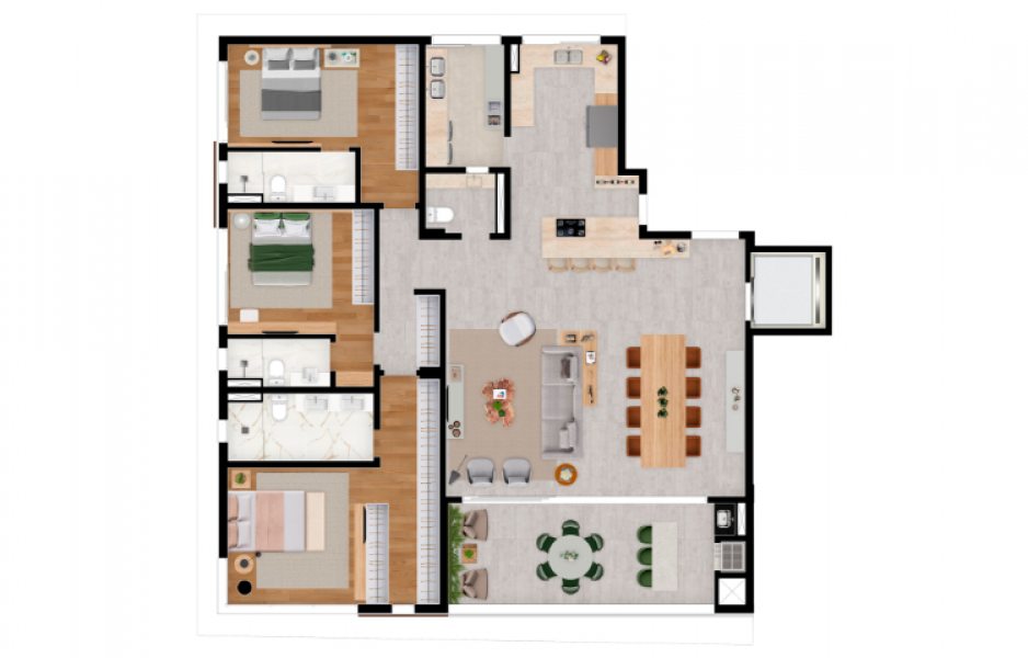 Apartamento tipo 210 m²