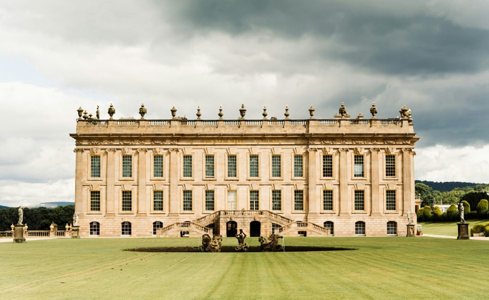 Chatsworth House, a mansão em Derbyshire, Inglaterra, que inspirou a propriedade fictícia de Pemberley, lar de Mr. Darcy 