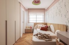 Bases neutras e móveis atemporais permitem que o quarto acompanhe a transição da infância para a adolescência com poucas alterações.