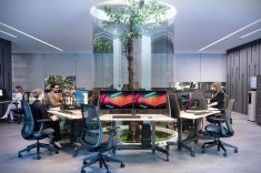 Plataforma corporativa Daten - Projetada para ambientes corporativos, permite ajustar individualmente cada posto de trabalho, mantendo a padronização do layout.